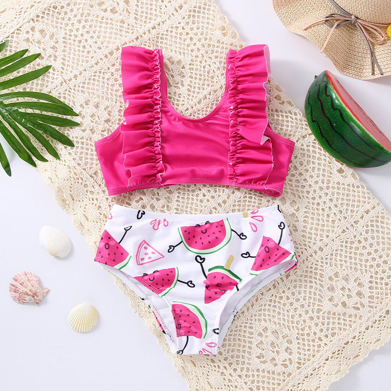 Girlu0027S Cute Watermelon Polyester Tankinis 2 Piece Set