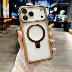 适用iPhone17PROMAX磨砂磁吸支架手机壳苹果16带镜头膜防摔保护套