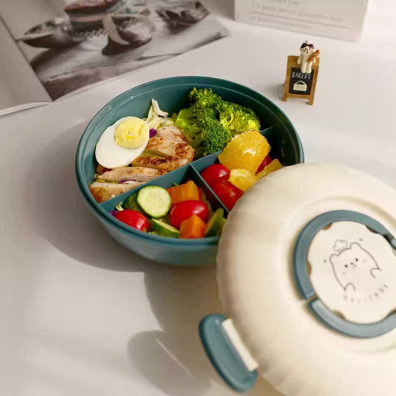 Lonchera portátil de doble capa de 1,2 L apta para microondas con compartimento para salsa