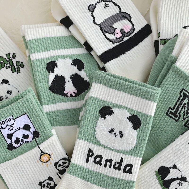 Panda Socks Women's Spring New Ins Trendy All-match Autumn and Winter High Beauty Value Cute Student Sports Stockings