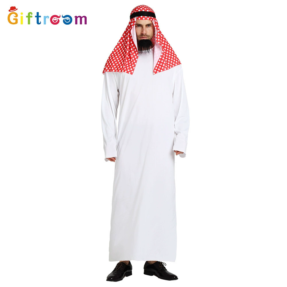 European and American foreign trade party clothing Middle East Dubai Prince Adult Male White Arabia Red Head Scarf Performance Stage Clothing