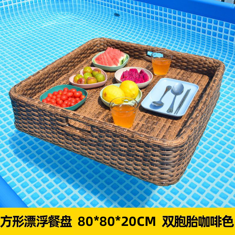 Bali Internet celebridad flotante bandeja redonda ratán cesta en forma de corazón B & B hotel villa piscina plato de cena