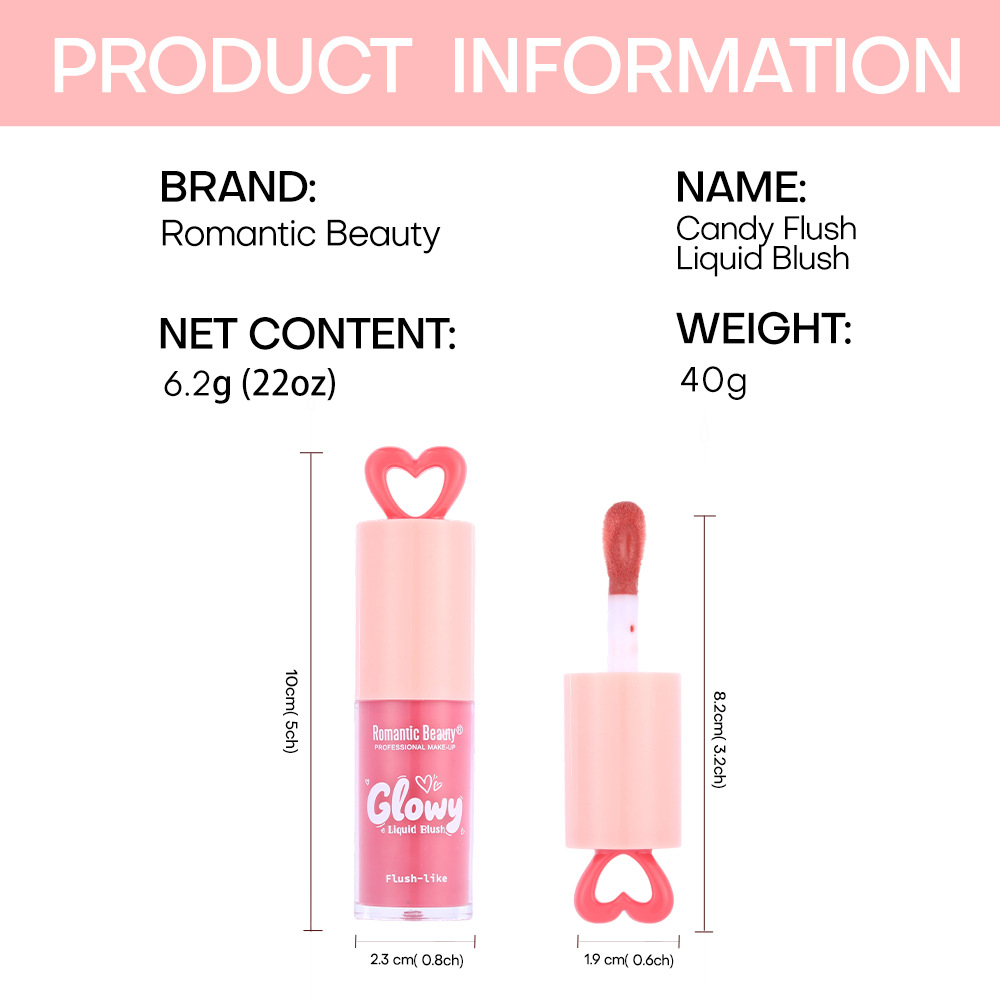 Cross-border Love Liquid Blush Natural Color Durable Carmine Brown No es fácil de quitar el maquillaje, mejora de la apariencia, blush rosa suave