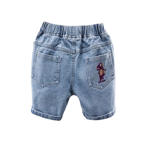 【】New summer children's shorts denim mid-pants hot sale cute dinosaur summer style boys denim quarter pants