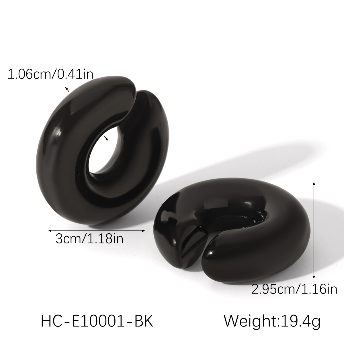 Pendientes de pinzas de oreja huecas de acero inoxidable clásico de moda europea y americana