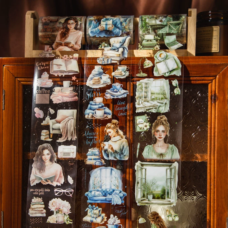 Прекрасный день для чтения Time Series Персонажи ленты для чтения кофе Тема для ручного оформления 6 моделей