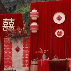 結婚祝いの天井の布のカーテンの結婚式の舞台のカーテンは中国式の結婚式のシーンを飾ります。