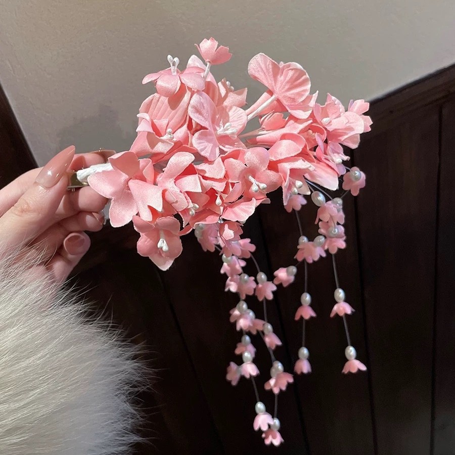 [Pink - blue-bell flower headdress]