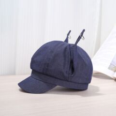 小众个性风环扣狐狸耳朵八角帽女春秋款百搭弯檐金属扣棒球帽潮流