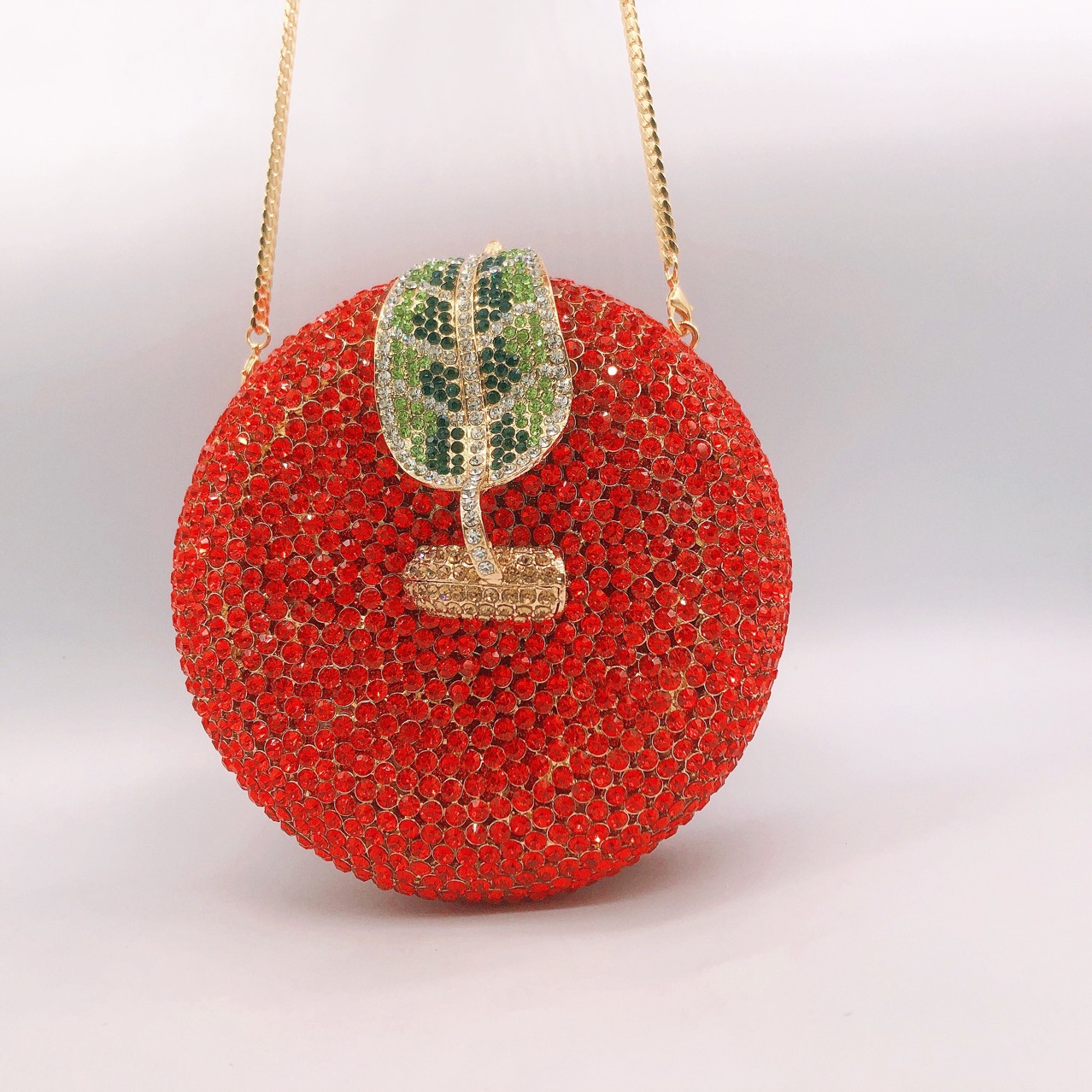 Túi clutch dạ tiệc đính kim cương đỏ kiểu mới — Nền Đen Kim Cương Trắng