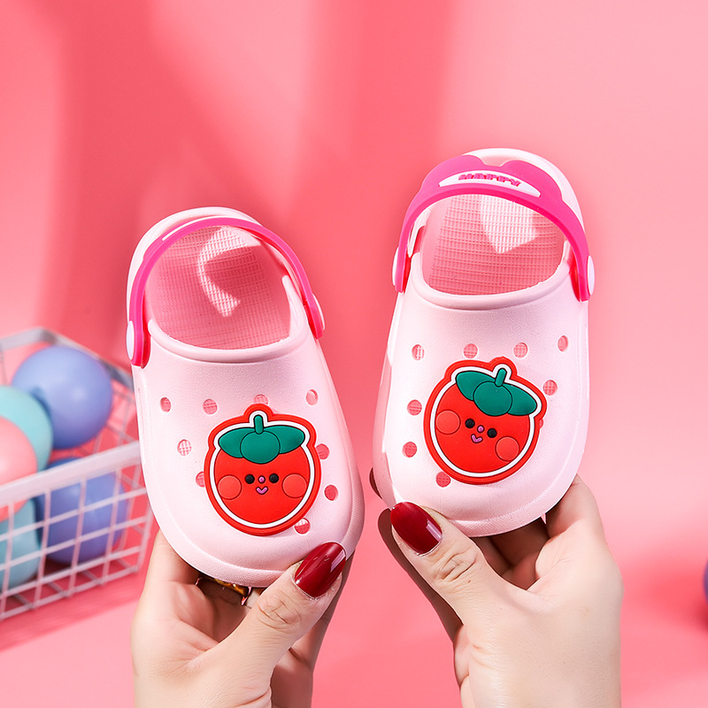 New Fashionable Children's Croc Shoes Cute Boys Baotou Garden Shoes Soft Sole Plaid Girls Sandals Wholesale