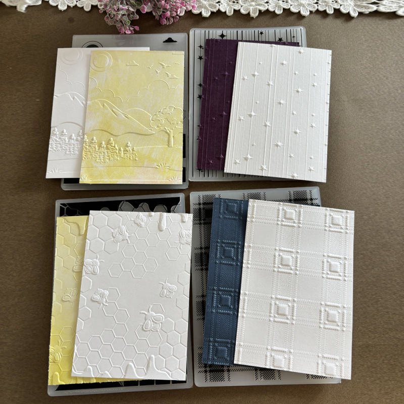 4.8mm 3D蜂网纹理板塑料凹凸压花板压花印夹片相册贺卡手帐模板|undefined