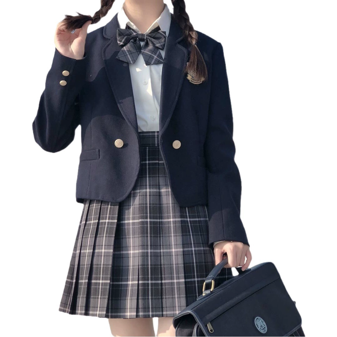 Дымчато-серая юбка JK костюм подлинное пальто в японском стиле колледжа женский весенне-летний маленький костюм Школьная Студенческая одежда короткий костюм