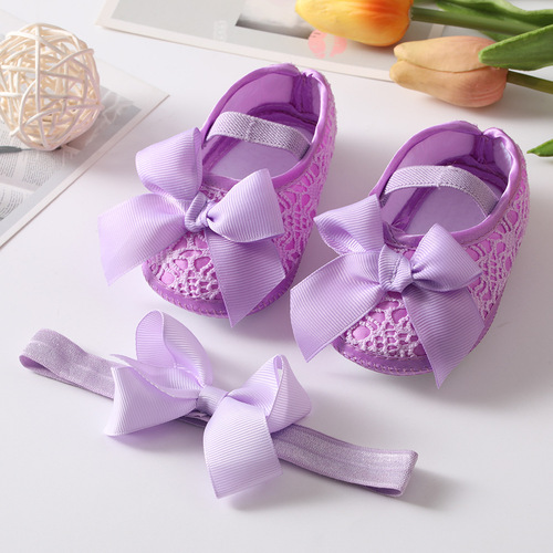 Baby shoes headband set European and American cute bow princess shoes 0-3-6-9-12 months baby shoes ins