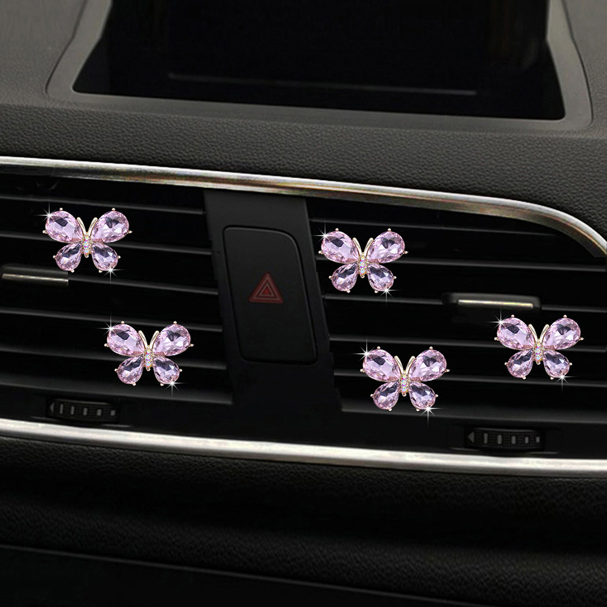 5 pezzi di piccole clip decorative per aria condizionata a forma di farfalla, in cristallo lucido, per bocchette di ventilazione dell'auto e interni_voghion.com