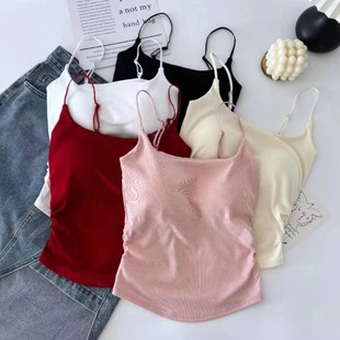 Hot Girls Sexy Backless Camisole Women's Chest Pad Summer Design Sense Slim-fit Slimming Outer Wear Beautiful Back Top