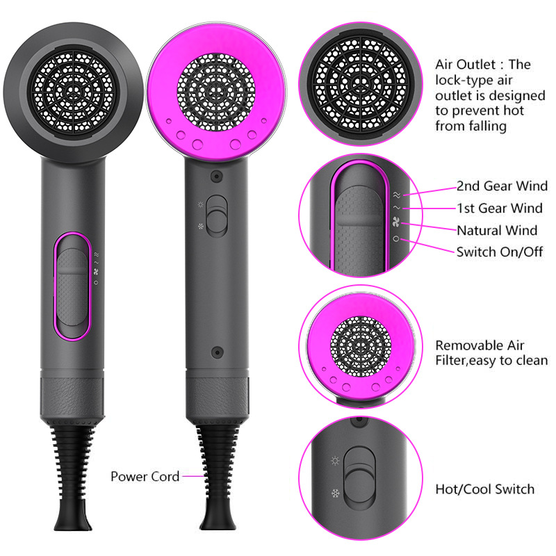 Secador de pelo de martillo explosivo de Amazon 110v de alta potencia, los iones negativos no dañan el cabello, secador de pelo de peluquería al por mayor