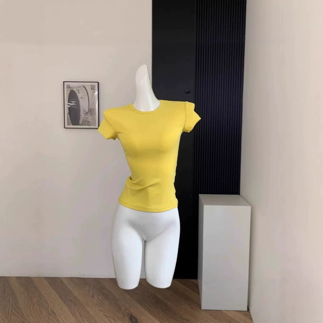 Новая летняя обтягивающая футболка в стиле Pure Desire для женщин, однотонный универсальный дизайн с короткими рукавами, укороченный топ для горячих девушек, облегающий талию