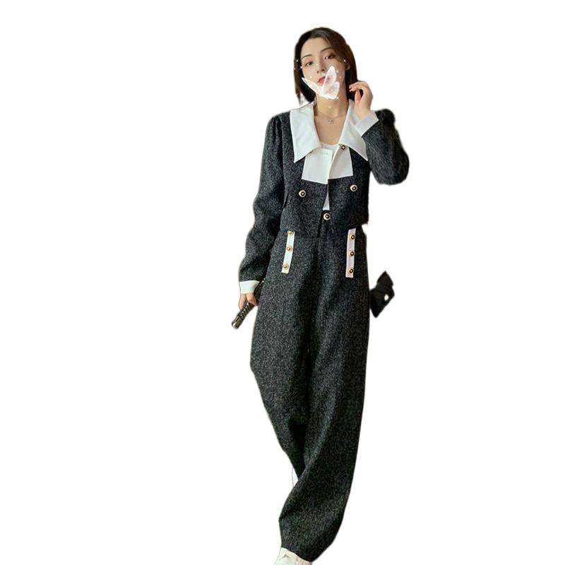 时尚小香风两件套装女装秋季薄款年新款薄款名媛气质阔腿裤子|undefined