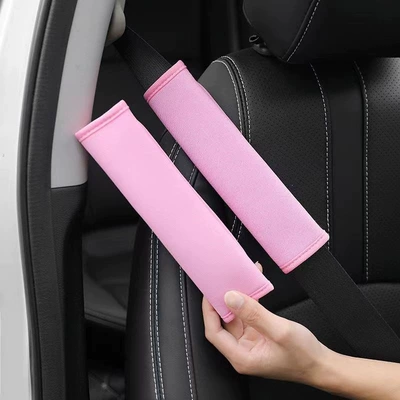 comfortable canvas shoulder pad, Seat belt shoulder pad - pink-plush-seatbelt-shoulder-pads-pair