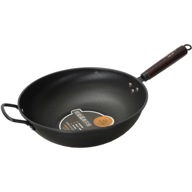 Tres tío tres tía wok hogar no recubierto de acero inoxidable real cocina de hierro pan estufa de gas Cocina de Inducción olla universal
