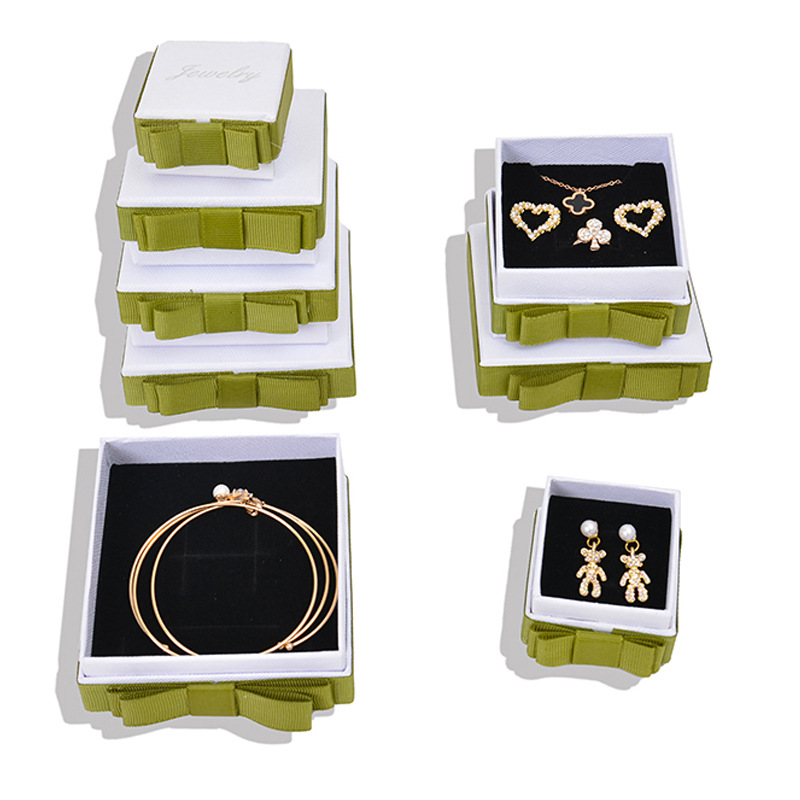 Moda Blanco flotante Plaid carretera arco joyería caja de embalaje collar pulsera joyero pendientes anillo caja de presentación