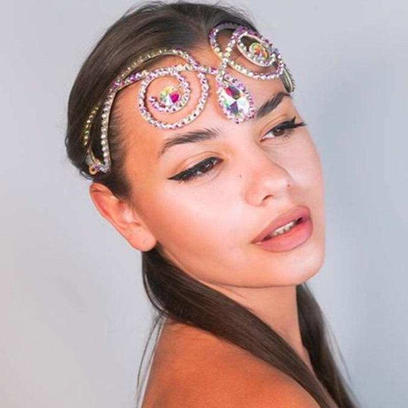 Exótico color gota de agua correa de cabello personalidad diamante bandas de cabello toque de alto nivel accesorios de escenario Headwear