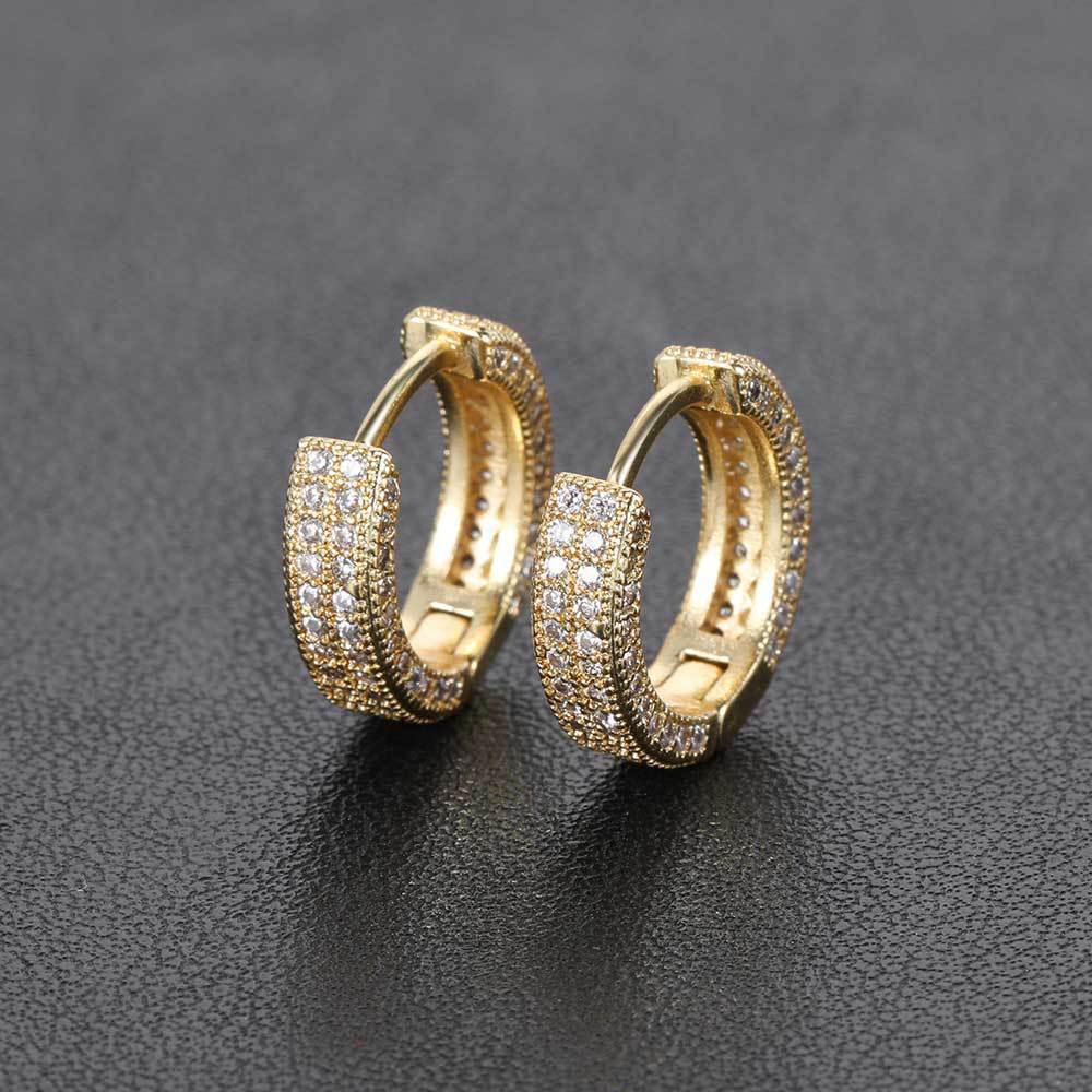 Full diamond men's plain rings, 2022 new minimalist earrings, Korean niche design, circular trendy earrings_voghion.com