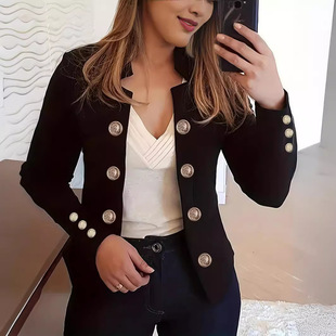 Cuff suit double button cardigan top���С���b�p���_������