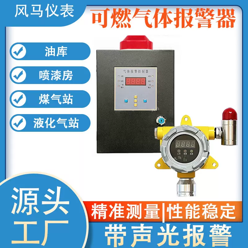 工业可燃气体报警器喷漆房油漆浓度报警探测器