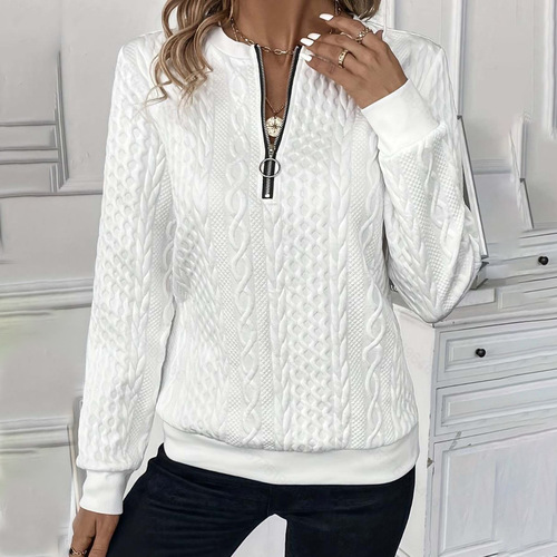 Women's Autumn/Winter Fleece Hoodie with Zipper, Women's Pullover Hoodie, Women's Outerwear Cardigan