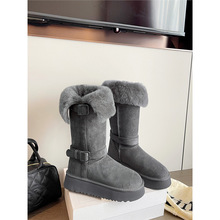 ���Sֱ�N5/8cm�ɴ����ëë�ӽq�Ӻ�ů��Ь��ɫ�LͲѩ��ѥŮ��