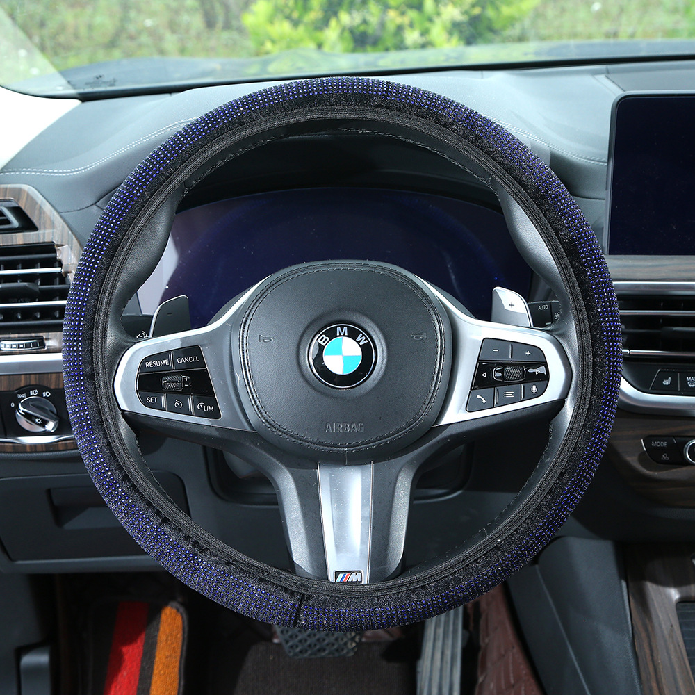 Full-diamond car steering wheel cover, dazzling rhinestone seatbelt shoulder pad, universal for all seasons, rearview mirror protective cover, wholesale