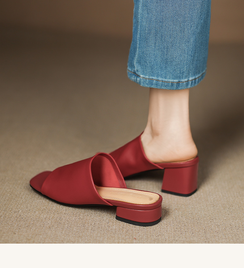 Sandal hở mũi nữ gót thấp quai ngang đế bằng 2,5 cm — Hạnh sắc (cao 2,5 cm) chi tiết 8