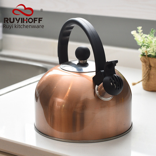 Direct factory export 2.5 L stainless steel singing kettle, bronze colored tea kettle, stainless steel singing