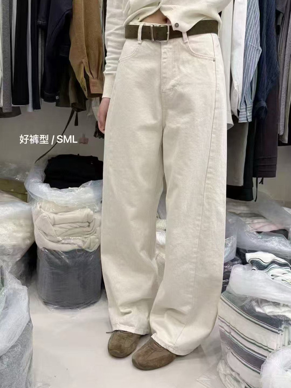 【预售】韩国东大门gilli秋季新款高腰显瘦宽松休闲阔腿牛仔裤|undefined