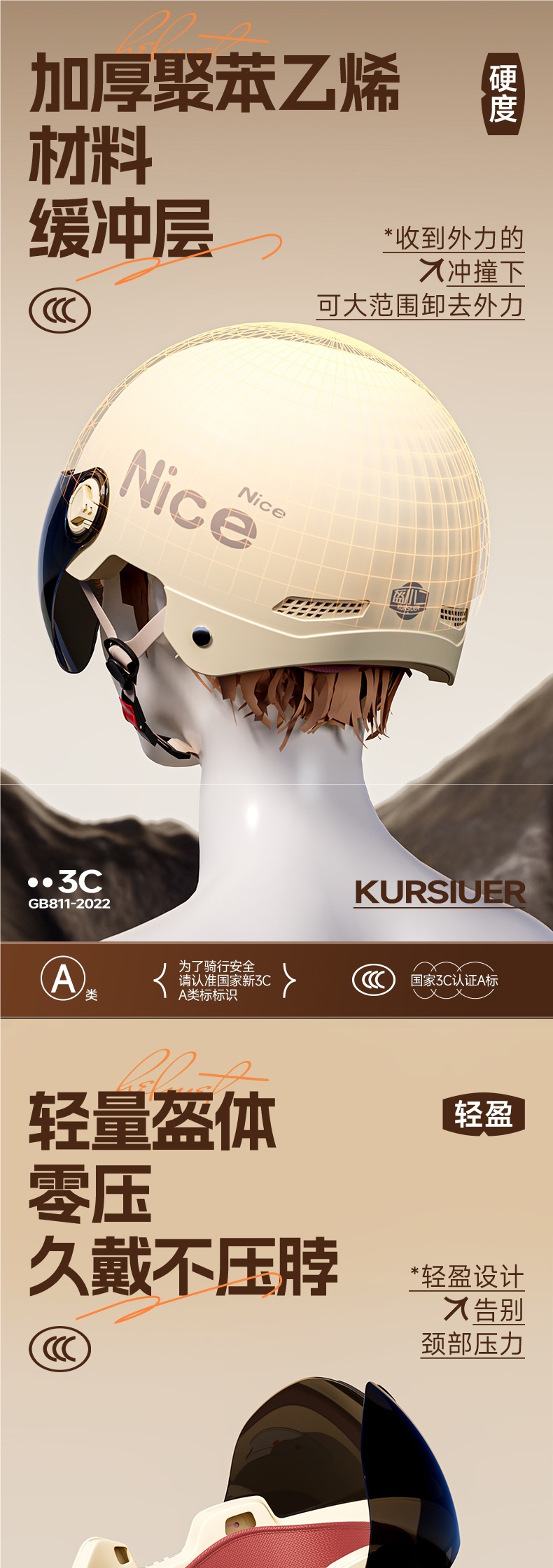 New national standard 3C certification electric motorcycle helmet men's and women's battery car anti-double mirror winter four seasons universal safety helmet