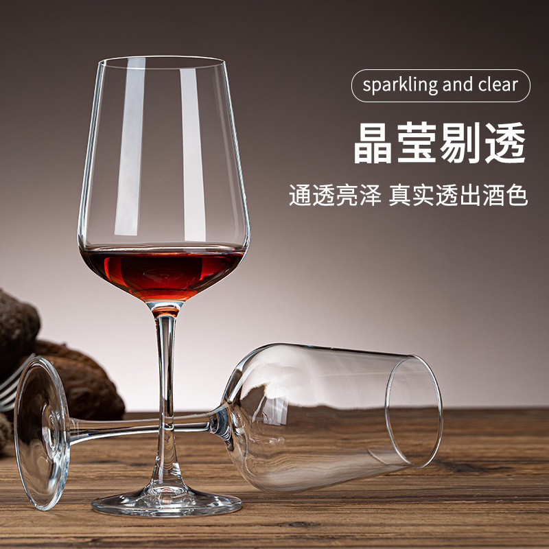 Manzana verde doméstica de alto valor de visualización borgoña taza de vino sin plomo de cristal de alta calidad gran vientre conjunto de tazas de pies altos