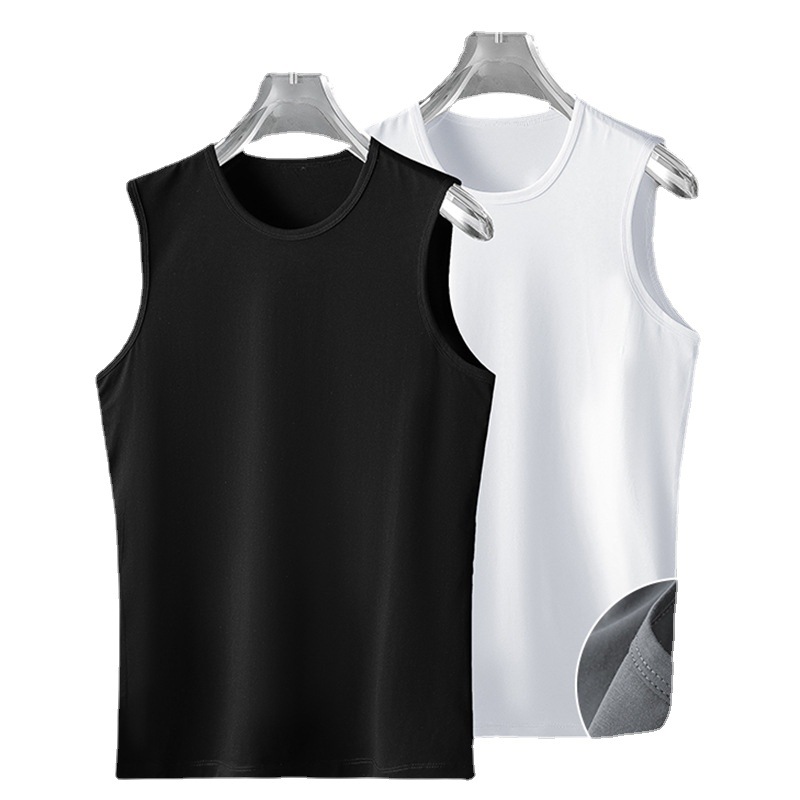 Wide shoulder vest men's sleeveless waistcoat loose T-shirt cotton summer sports tight bottoming T-shirt Tiktok wholesale factory