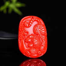 天然和田彩玉外蒙料下山虎玉石吊坠男女款霸气生肖虎玉佩精致玉坠