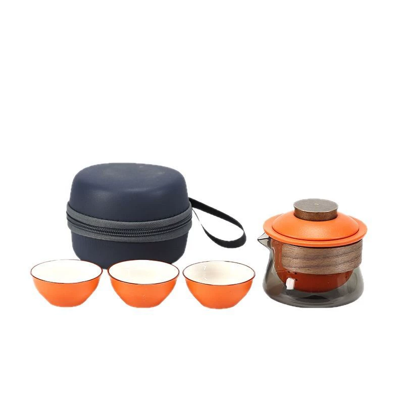 Glass handheld travel tea set for traveling
