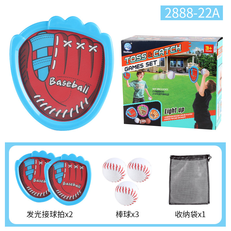 2888 - 22A / 2 blanco de mano azul luz (3 pelotas de béisbol) 449G