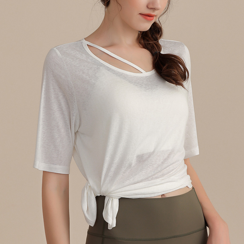 Tencel Snowflake Yoga Top Women's High-value Running Training Sportswear Professional Outdoor Slimming Fitness T-Shirt