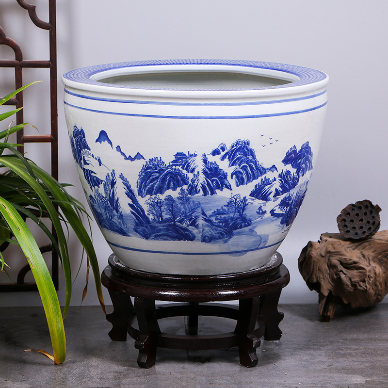 庭院大缸景德镇青花瓷水缸金鱼缸荷花碗莲睡莲盆乌龟缸酒店甲鱼缸|undefined