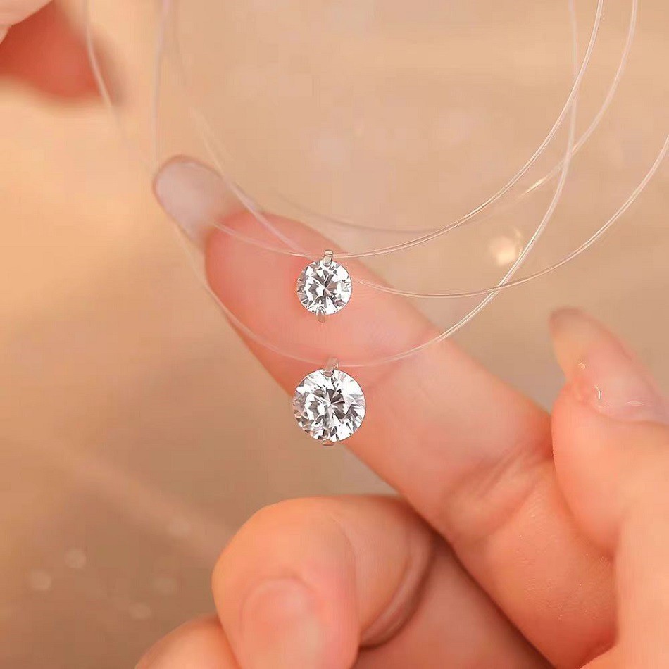Silver-plated Mermaid's Tears Necklace For Women, Popular Moissanite Diamond Pendant With Invisible Fish Line, Same_voghion.com