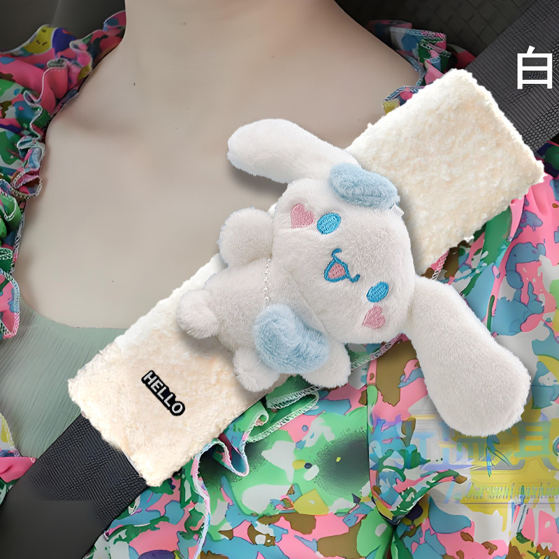 Car Shoulder Pads, Cute Big-Eared Plush Shoulder Pads, Car Dolls, Car Interior Decoration Seat Belt Protective Covers