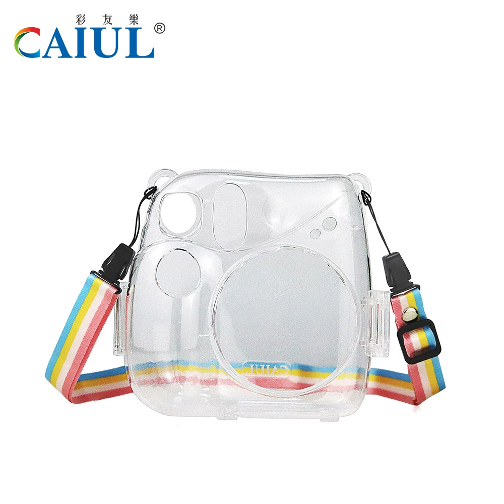 Protective Case (Polaroid) Mini 7+ compatible, crystal transparent shell, colorful strap