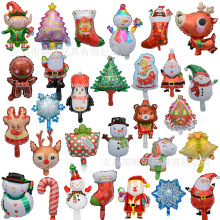 圣诞节铝膜气球迷你卡通冰雪节派对装饰雪人麋鹿圣诞铃铛充气汽球