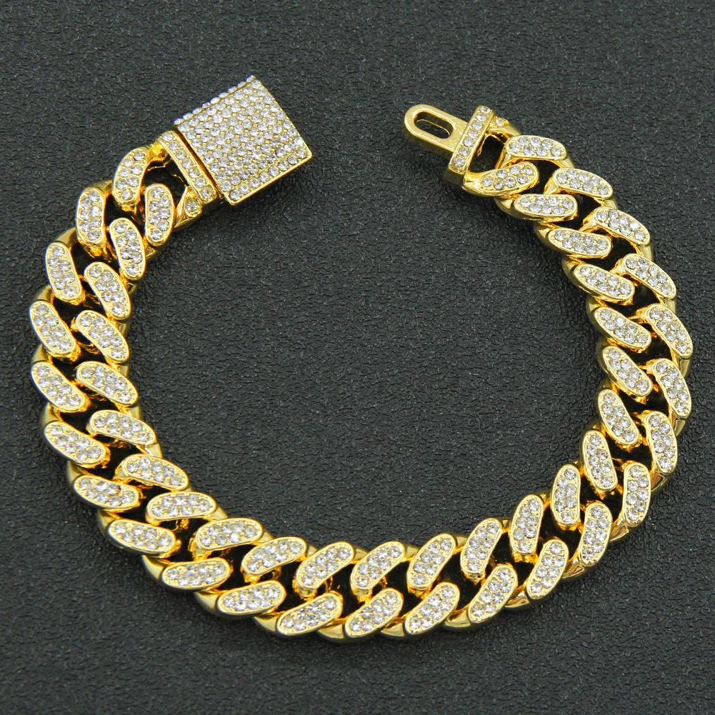 1 Piece Quantity Hip-Hop Geometric Alloy Diamond Men'S Bracelets Men Chain Bracelets
