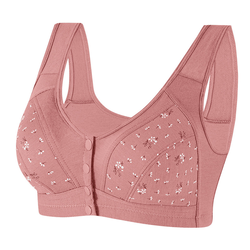 Middle-Aged and Elderly Front-Button New Thin Large Size Breathable Wire-Free Bra Comfortable Cotton Vest-Style Underwear Middle-Aged and Elderly Front-Button New Thin Large Size Breathable Wire-Free Bra Comfortable Cotton Vest-Style Underwear